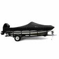 Eevelle Boat Cover ALUMINUM FISHING High Windshield Inboard Fits 14ft 6in L up to 88in W Black WSAFH1488-BLK